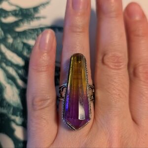 925 Sterling Shaded Ombré Vintage Art Glass Ring